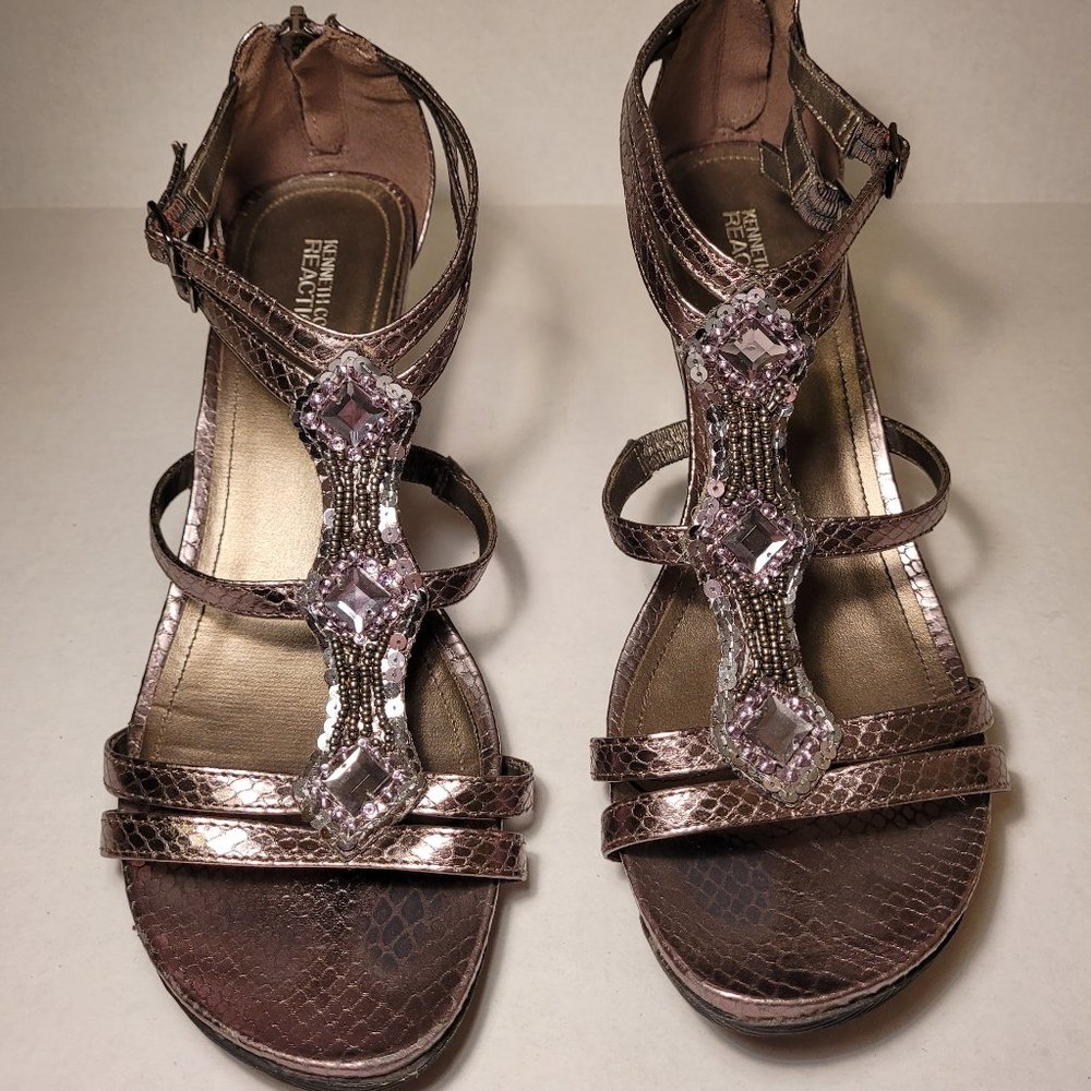 Kenneth Cole Reaction Silver, Sparkly Wedges